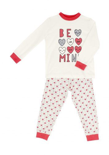 Пижама для девочки красные сердечки КД-040