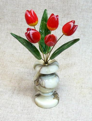 Ваза Тюльпаны, 5 цветков, ангидрит, А