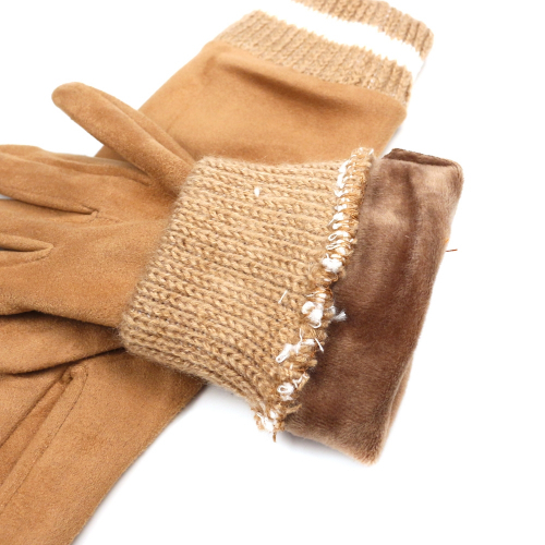 Сенсорные перчатки с манжетом (имитация замши)