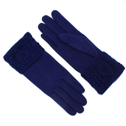 Трикотажные перчатки с начесом и вязанным манжетом