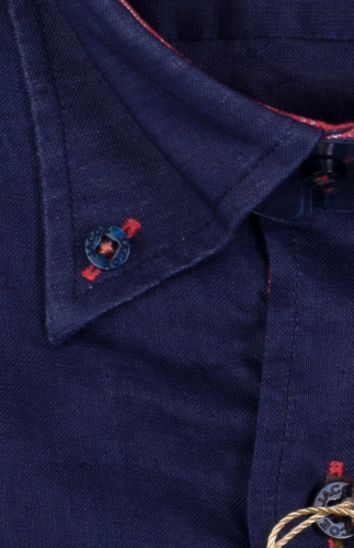 100245JМК Темно-синяя мужская рубашка приталенная Jacoe