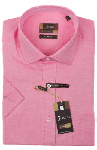 100474JМК Розовая мужская рубашка приталенная Jacoe