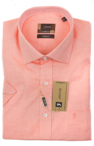 100450JМК Оранжевая мужская рубашка приталенная Jacoe