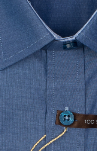 100464JМК Синяя мужская рубашка приталенная Jacoe