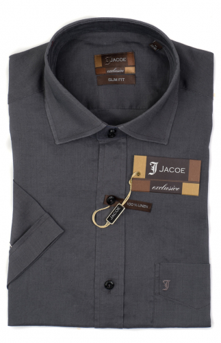 100382JМК Серая мужская рубашка приталенная Jacoe