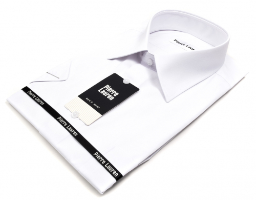 001TSFK Приталенная белая мужская рубашка с коротким рукавом Slim Fit