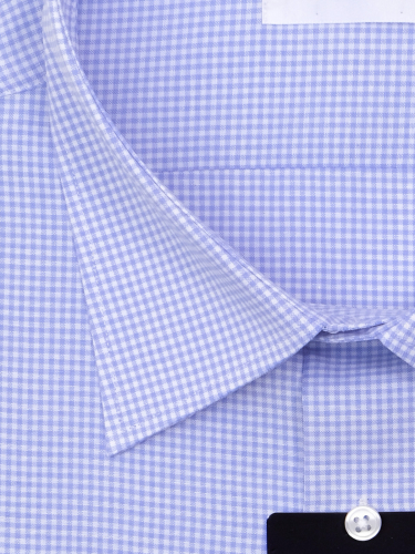 1509TBSK Голубая мужская рубашка больших размеров c коротким рукавом