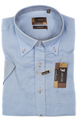 100207JМК Голубая мужская рубашка приталенная Jacoe