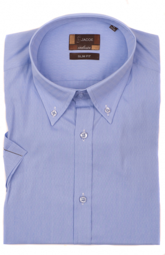 102082JМК Синяя мужская рубашка приталенная Jacoe