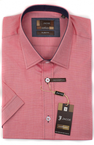 100471JМК Розовая мужская рубашка приталенная Jacoe