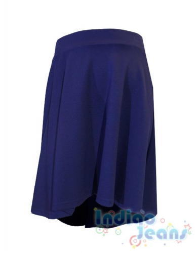 Синяя расклешенная школьная юбка на резинке
