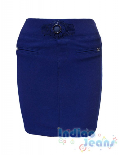 Стильная синяя юбка на мягкой резинке
