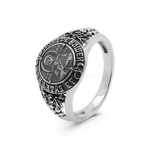 Кольцо из чернёного серебра - святая Матрона (по вере вашей да будет вам)