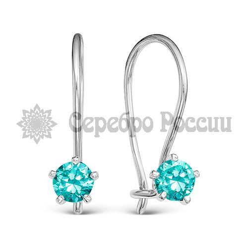 Серьги детские из серебра с фианитами родированные 925 пробы 166р параиба