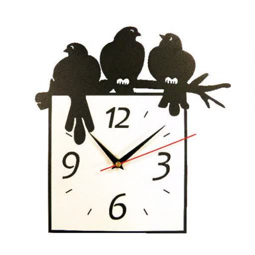 Часы Птицы на ветке, металл, 28х30 см
