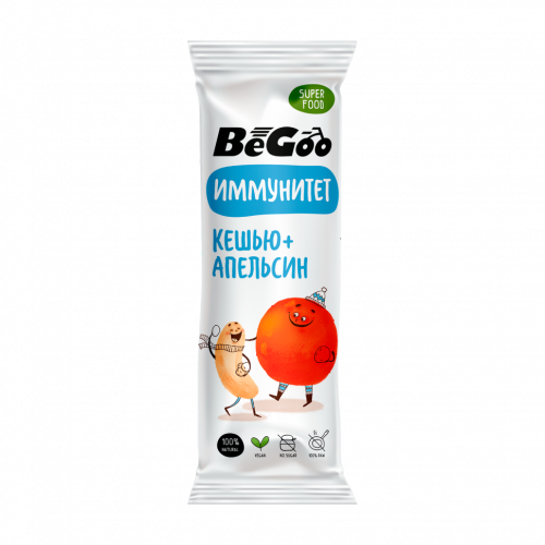 Батончик орехово-фруктовый BeGoo кешью + апельсин 40 гр