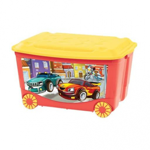 Ящик для игрушек на колесах с аппликацией 580х390х335 ММ красный