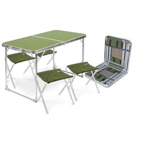 Набор: стол складной + 4 стула складные дачные, хаки-хаки ССТ-К2