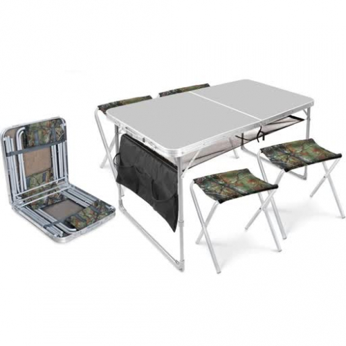 Набор: стол складной + 4 стула складные дачные, металлик-хант ССТ-К3/1
