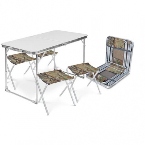 Набор: стол складной + 4 стула складные дачные, металлик-хант ССТ-К2