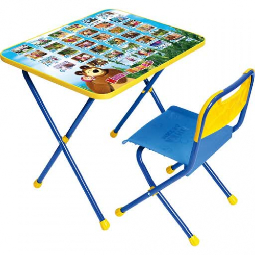 Комплект детской мебели Азбука 1: Маша и Медведь.(стол+стул пластм.) складной
