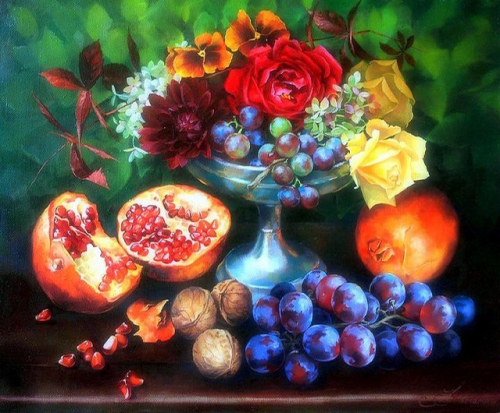 GX 5431 Натюрморт с цветами и фруктами