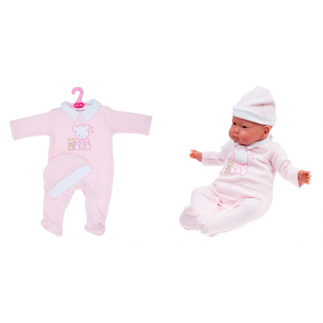 0147Z-6 Пижама розовая с мишкой и зайчиком (для кукол высотой 40 см)