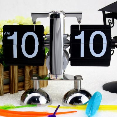 Настольные ретро - часы с перекидным циферблатом Flip Clock черные с ...