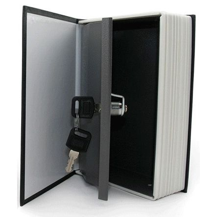 Книга сейф с ключом и замком металлический красный 24х15.5х5.5 см