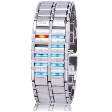 Led Watch - часы Самурай V2 бинарные наручные серебристые