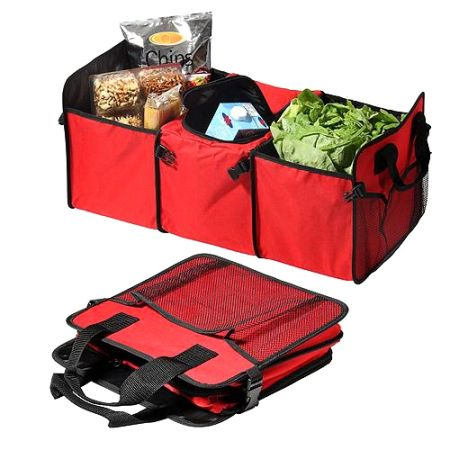 Органайзер - складная сумка с термоотсеком в багажник авто красный