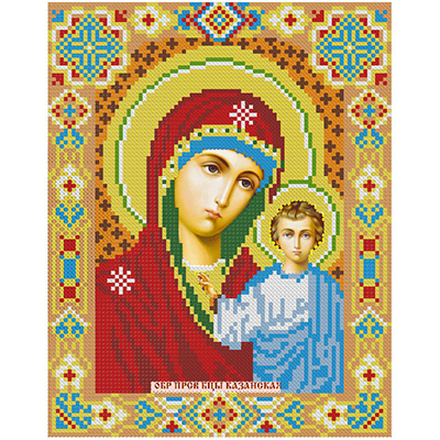 Алмазная живопись АЖ-2002 Икона Казанская Богородица 22 х 28 см