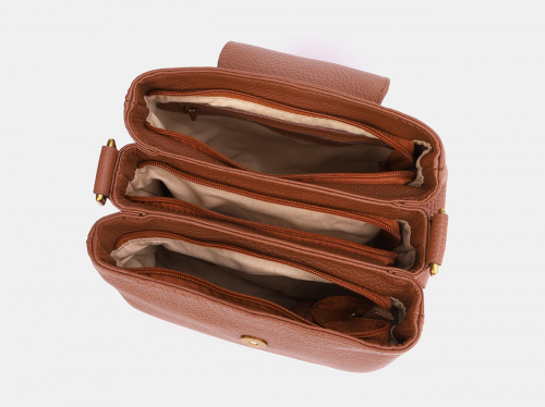 Песочная кожаная женская сумка из натуральной кожи «W0017 Nut-M»