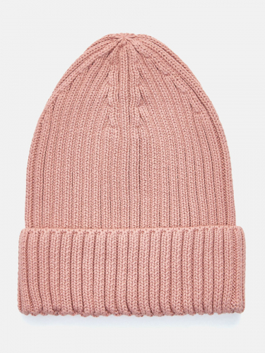 Пепельно-розовая вязаная шапка