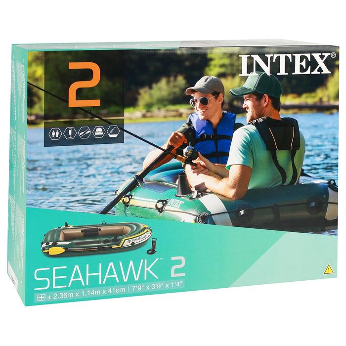 Лодка Seahawk 2, 2 местная, 236 х 114 х 41 см, вёсла, насос, до 200 кг, 68347NP INTEX