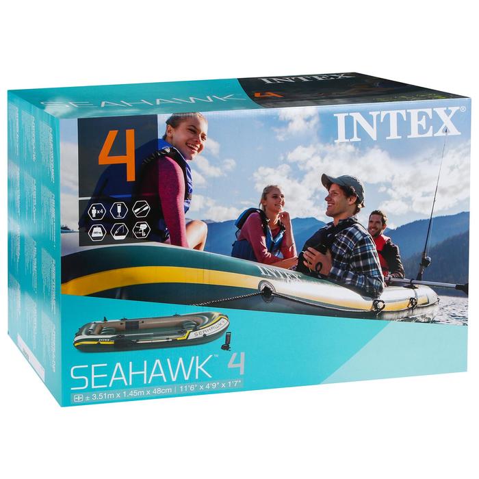 Лодка Seahawk 4, 4 местная, 351 х 145 х 48 см, вёсла, насос, до 480 кг, 68351NP INTEX