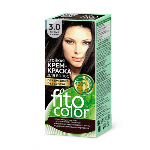 Стойкая крем-краска для волос серии Fitocolor, тон 3.0 темный каштан 115мл