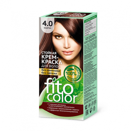 Стойкая крем-краска для волос серии Fitocolor, тон 4.0 каштан 115мл