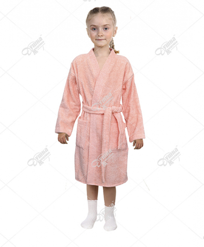 Махровый детский кимоно персиковый