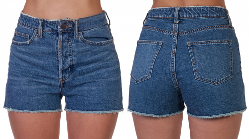 Модные джинсовые шорты для девушек – классика с высокой посадкой №258