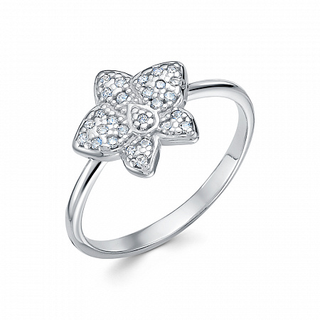 Кольцо с фианитом родированное серебро 925*