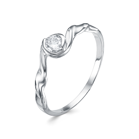 Кольцо с фианитом родированное серебро 925*