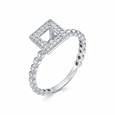 Кольцо с фианитом родированное серебро 925*