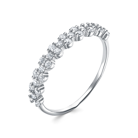 Кольцо с фианитом родированное серебро 925*