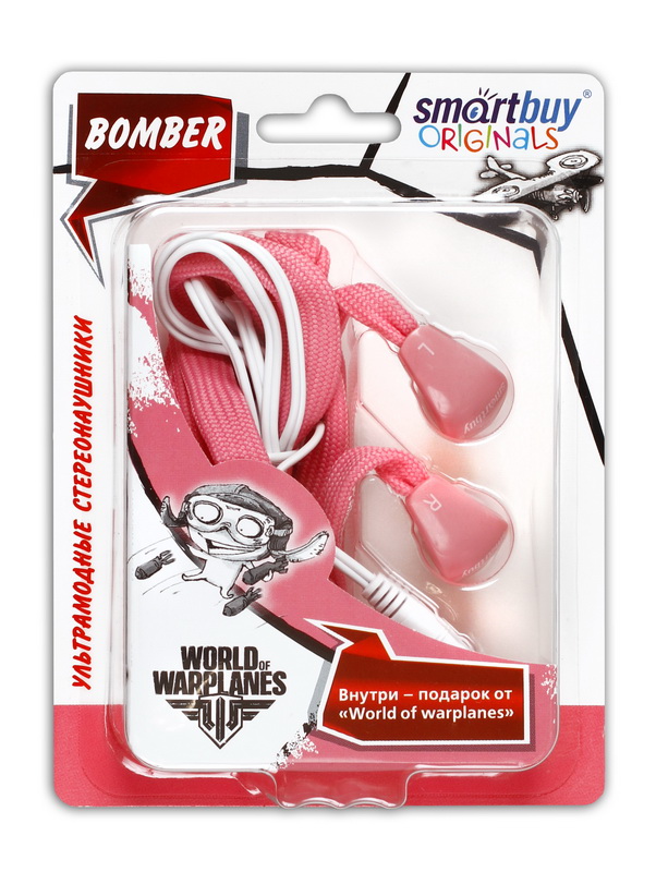 Наушники SmartBuy Bomber SBE-3920 , вкладыши вакуумные, без микрофона (розовый), распродажа