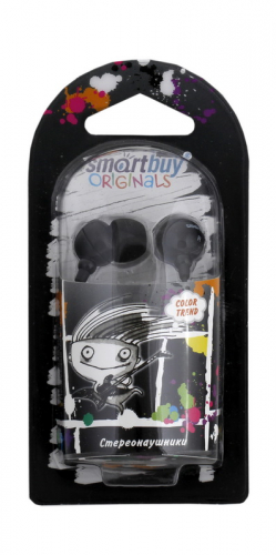 Наушники SmartBuy Color Trend SBE-1100, вкладыши вакуумные, без микрофона (черный)