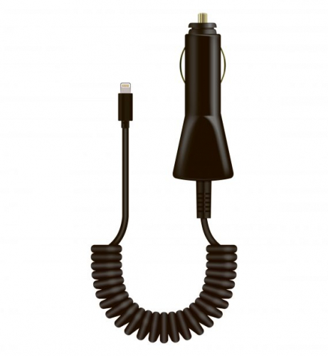 Автомобильное зарядное устройство Oxion AC104, 8pin, 1A, витой кабель, 1м (черный)