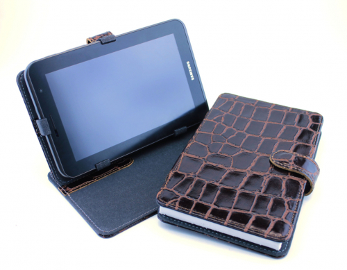 Чехол кожаный для iPad (коричневый крокодил), распродажа