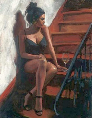 Картины по номерам 40х50 Девушка на лестнице