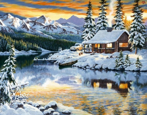 Картины по номерам 40х50 Зима в горах